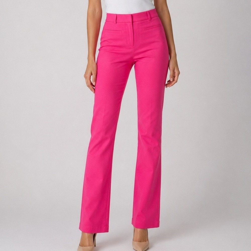NEW Zara Hot Pink Bootcut‎ Dress Pant Trousers Stretch Cotton Size Small NWOT